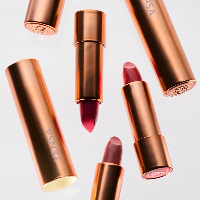 YENSA Vibrant Silk Hydrating Lip Stick - Long Lasting Lipstick with Hyaluronic Acid, Vitamin E & Super Oils - High Pigment Color & Semi Glossy Finish - Moisturizing Formula - Captivate (0.12 oz)