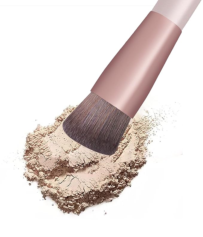 Foundation & Concealer Brush - Kabuki & Contour Makeup Brush - Portable, Wipes Foundation, Blush, Highlighter & Eye Shadow