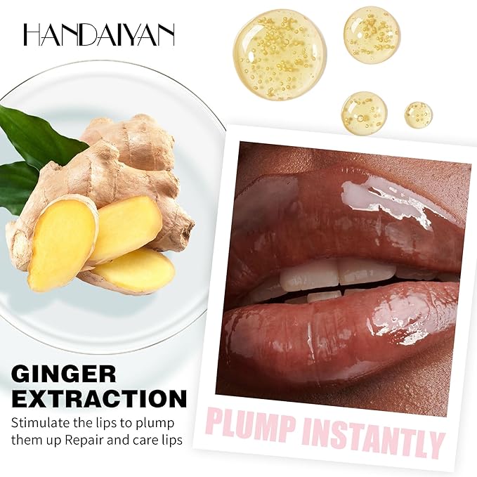 Plumping Lip Oil with Fresh Ginger Extract - Instant Fuller Lips, Ultra-Hydrating & Nourishing Glossy Lip Glow Oil, Lip Plumping Booster for Smooth, Defined Lips (#05 NUDE ILLUMINATOR, 1)