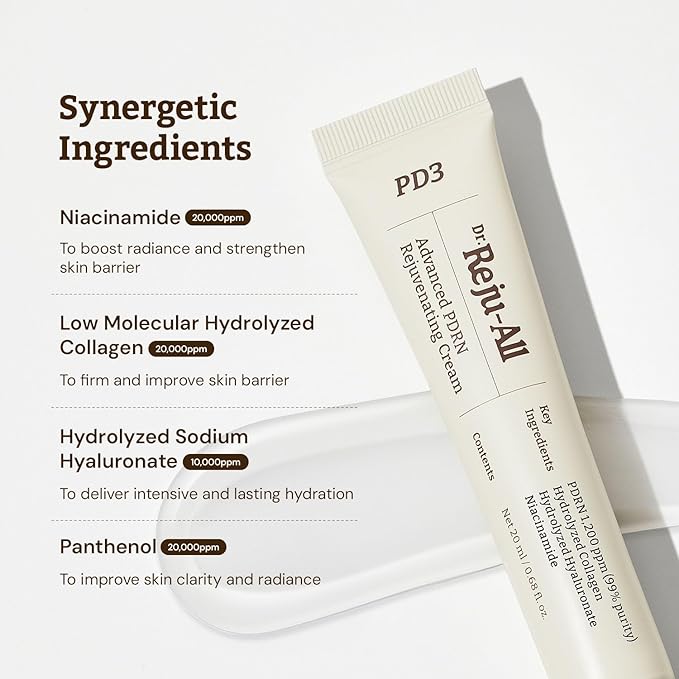 Dr. Reju-All Advanced PDRN Rejuvenating Cream – 99% Pure Salmon DNA PDRN Face Moisturizer – Optimal 1200ppm Concentration for Visible Results – Korean Anti-Aging Skin Care Face Cream - 0.7 Fl Oz