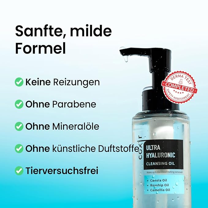 coxir ULTRA HYALURONIC CLEANSING OIL l Korean Facial Cleanser, Blackhead Makeup Removal with Hyaluronic Acid, Cruelty Free, Hydrating, Smoothing, Calming, Moisturizing [5.07 Fl.oz(pack of 2)]