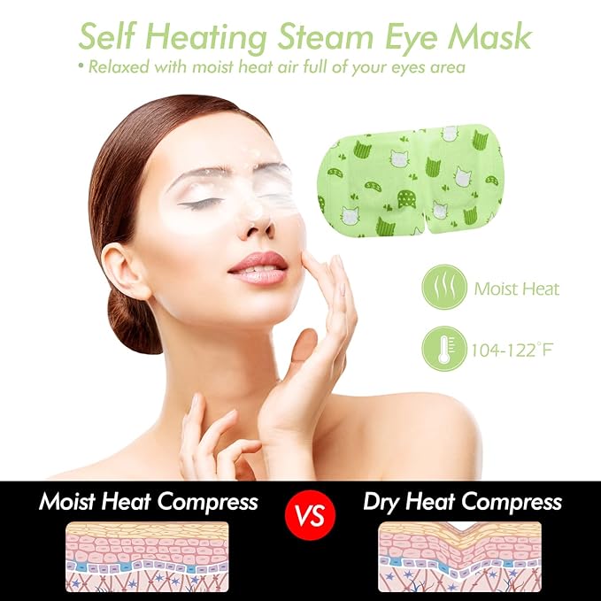 Jekeno Steam Eye Mask, 16 Packs Eye Masks for Dry Eyes, 40-60 Minutes Self Moist Warm Compress Heated Disposable Mask for Sleep, Spa Relaxing Trip Gifts, Travel Essentials for Women Men