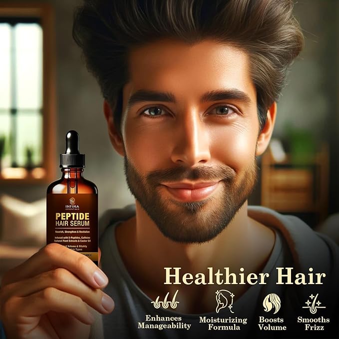 Peptide Hair Serum for Hair Growth Men & Women - Copper Peptides for Hair Growth - Caffeine Hair Growth Serum for Hair Thinning & Loss - Multi Peptide Serum for Hair Density 2 fl oz