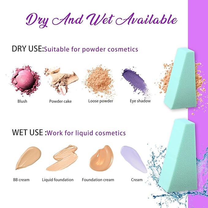 Teenitor Makeup Sponge Mini Applicator Wedges, 48 Pieces Cosmetic Wedges Beauty Blender Sponges, Wedge Beauty Sponge Disposable Makeup Applicator For Foundation Liquid Cream Latex Free