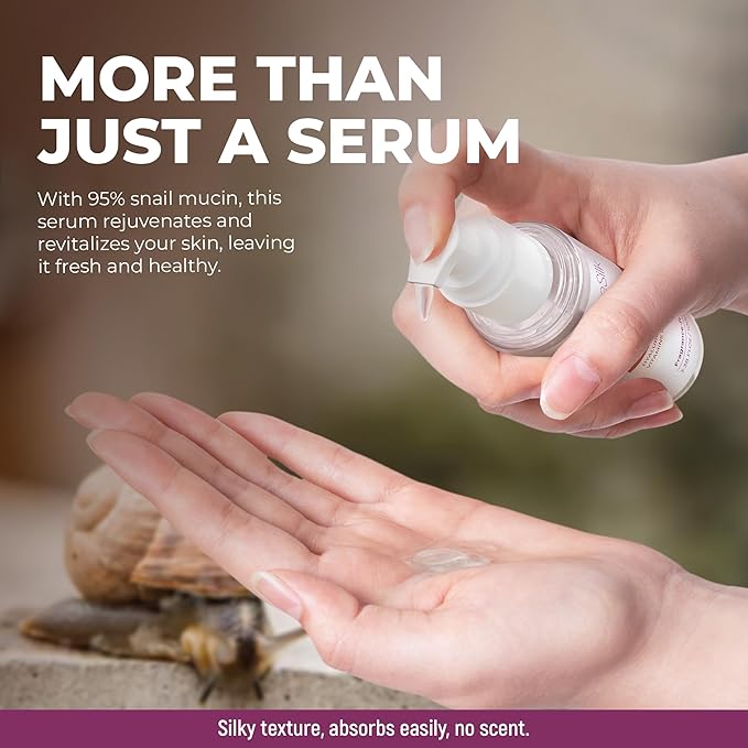 Snail Mucin Serum - Face Hydrating Essence - Hyaluronic, Collagen, Royal Jelly - Advanced 95% Snail Peptide Moisturizer, Barrier Serum - 100 ml
