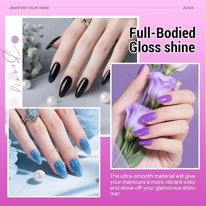 JEWHITENY Poly Gel Nail Kit 28 Colors Nude Gray Glitter with Nail Lamp Base Top Coats Builder Gel All-In-One Set Ideal for Designs DIY At Home Need U V Lamp Curing
