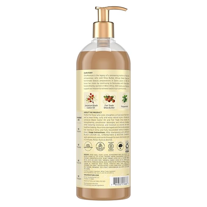 SheaMoisture Strengthen & Restore Conditioner Jamaican Black Castor Oil for Damaged Hair Paraben-Free 24 oz