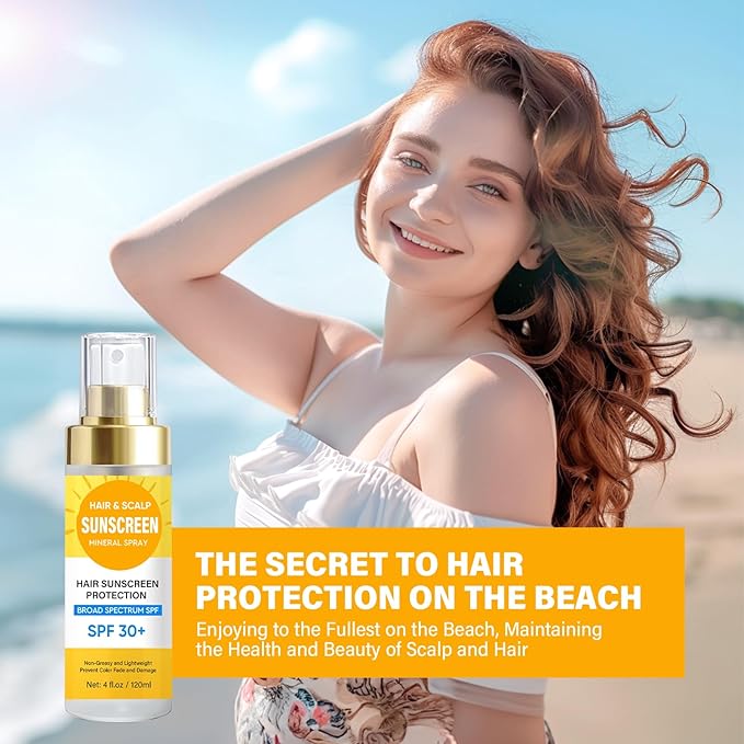 Scalp Sunscreen Spray, Hair Sunscreen Spray SPF 30 for Color Fade & Dryness, Prevent Harmful UV Rays, Scalp Not Greasy & More Comfortable, 120ML