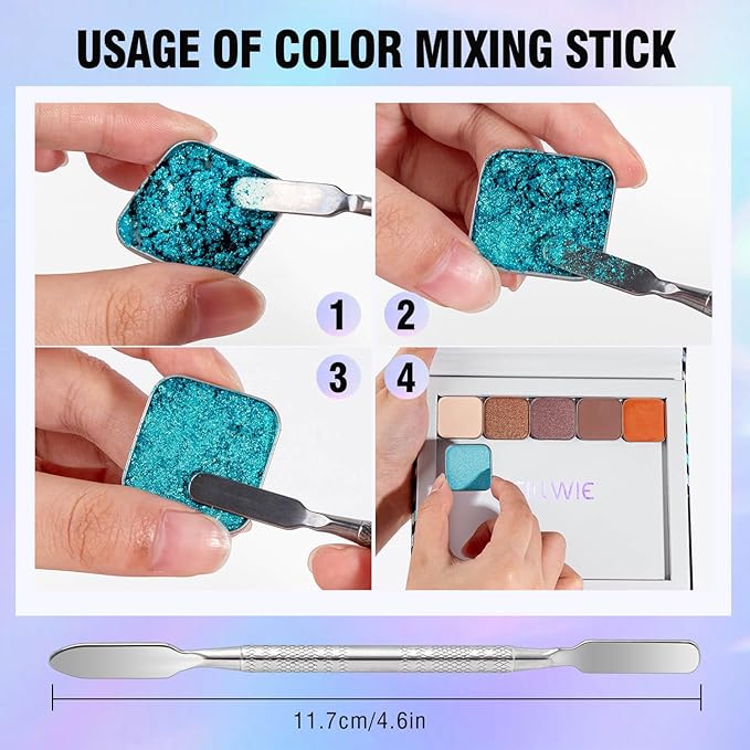 Empty Magnetic Makeup Palette with Mirror, Spatula, 20 Metal Stickers, Suitable for Eyeshadow Lipstick Blush Powder Highlighter and Contour, DIY Refillable, Holographic Stripes (Black, Medium)