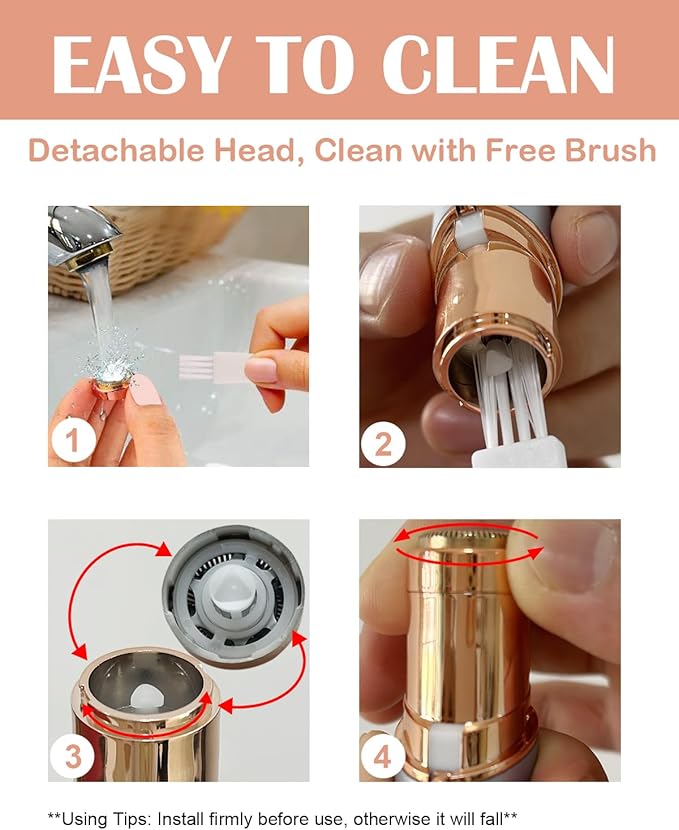 Facial Hair Remover and Eyebrow Trimmer - 2 in 1 Facial Hair Removal Epilators for Women - Rechargeable Travel Face Hair Razor Bikini Shaver for Face Peach Fuzz Lips Chin Armpit Body (White)