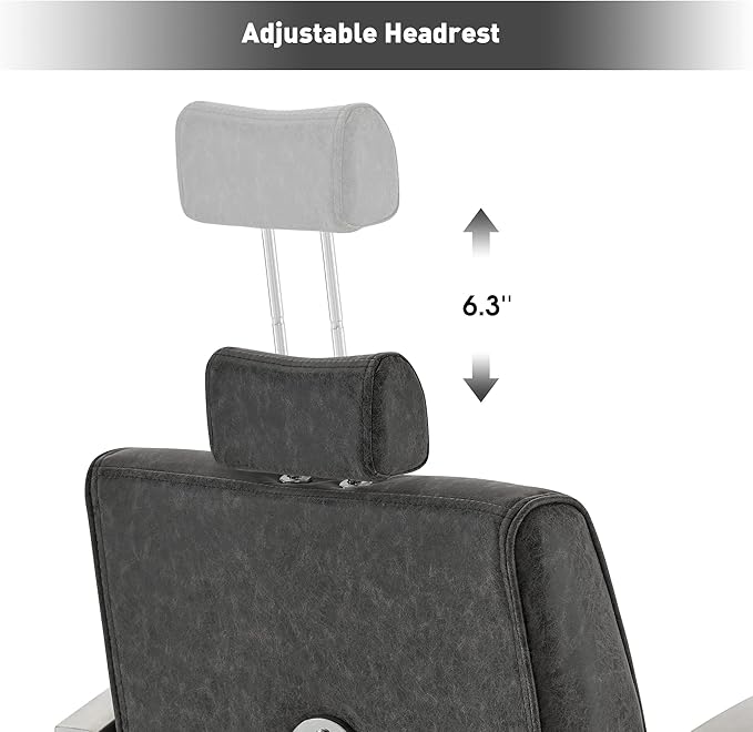 BarberPub Barber Chair for Barbershop,Reclining Salon Chair for Hair Stylist 9180 (Grey)