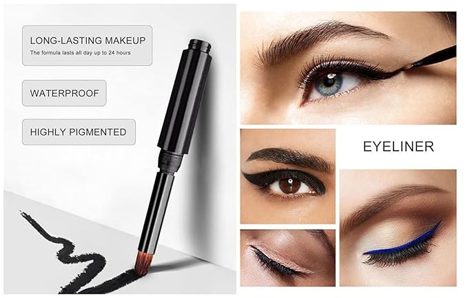 MAEPEOR Gel Eyeliner 10 Colors Smooth Cream Matte Eyeliner Gel Longlasting Waterproof and Smudgeproof High Pigment Eyeliner with Brush (02 Black)
