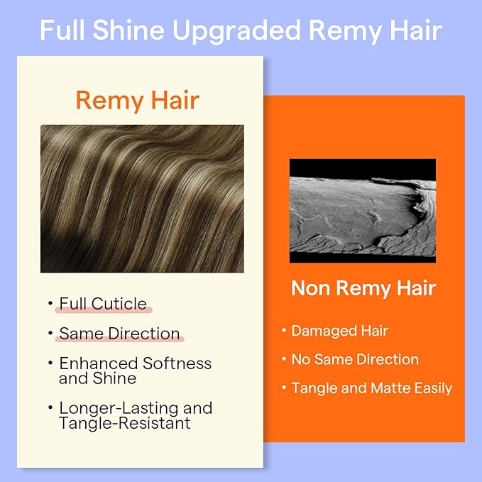 Full Shine Brown Hair Extensions Clip in Human Hair 22 Inch Dark Brown Ombre Caramel Blonde Hair Clip in Extensions Invisible Brazilian Hairpiece for Women 7 Pcs 120 G