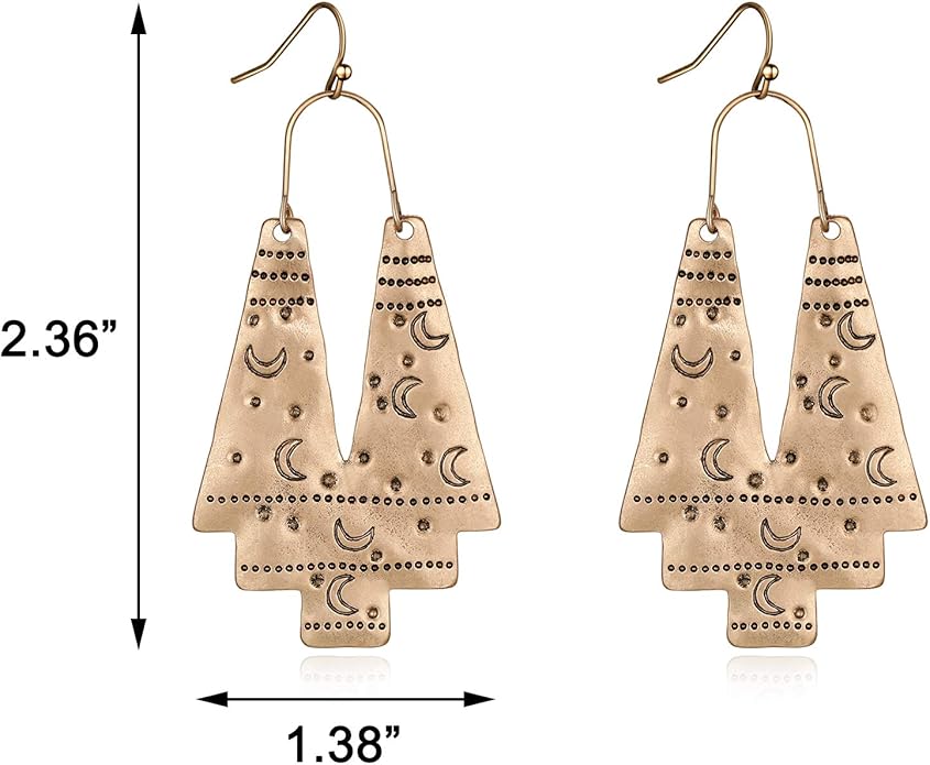 Zealmer Gold Geometric Earrings Statement Vintage Boho Ethnic Earrings Hollow Out Fan Shape Dangle Drop Earrings for Women Birthday Christmas Valentines Day Gift