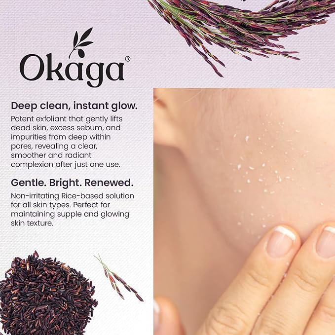 Black Rice Exfoliant Rice Peel Shot Ampoule - Removes Sebum, Dead Skin, Rice Exfoliator for Face - Pore Minimizer and Hydrating Formula for Smooth Radiant Glow, All Skin Types (90 mL)