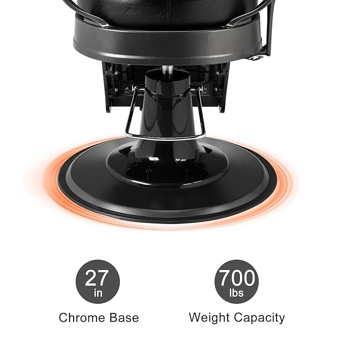 Winado Heavy Duty Vintage Recline Barber Chair Hydraulic with Headrest, Supports up to 700lbs & 360° Rotatable, Professional Salon Beauty Spa Shampoo Equipment (Square Backrest)