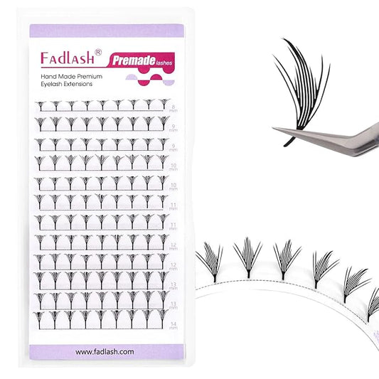 Premade Lash Fans Anime Lashes 0.07 D Curl Natural Manga Lashes Soft Black Eyelash Extensions for Professional Salon Use by FADLASH (0.07-D-8-14mm)