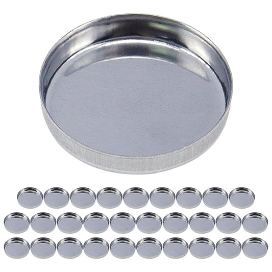 Pack of 30 Empty Round Metal Pans 26mm Eyeshadow Palette Pans Replacement for Magnets Makeup Palettes (5mm Height) Silver