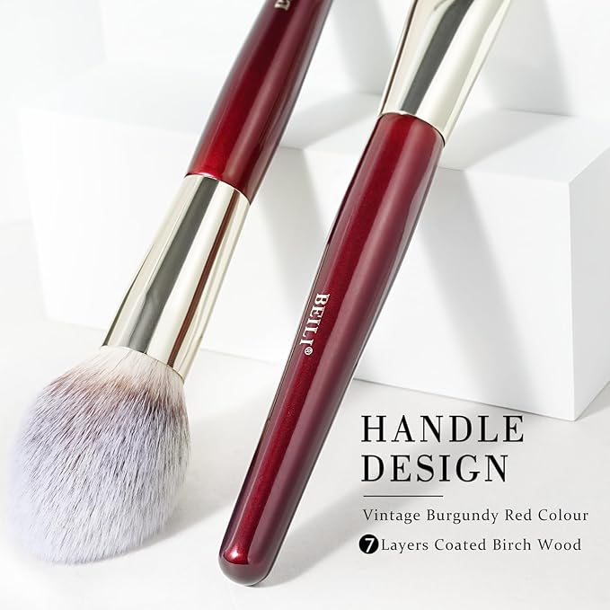 BEILI Makeup Brushes 15Pcs Professional Eyeshadow Brush Set Premium Synthetic Makeup Brushes for Liquid, Cream & Powder Eyeshadow(Red)