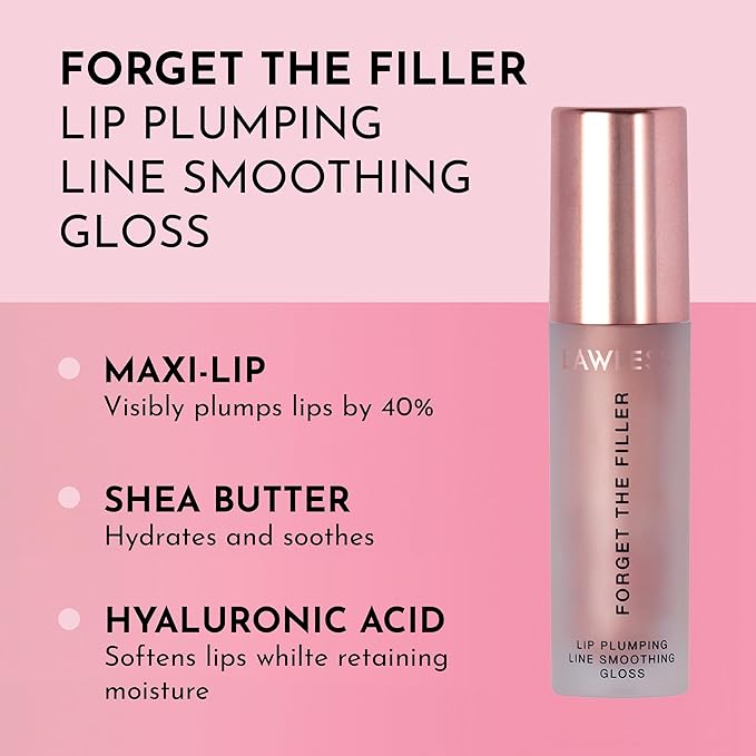 Lawless Forget the Filler Lip Plumping Line Smoothing Gloss - Candy Sky - Premium Volumizing Lip Gloss with Natural Ingredients Designed to Plump, Firm, and Hydrate Lips 0.11 oz