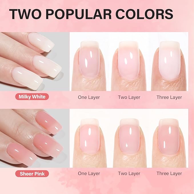 AILLSA Gel Nail Kit Short Almond Nail Tips 240pcs with 2 In 1 Nail Glue Base Coat and Nail Dehydrator, Gel Full Nail Kit with Nail Lamp Top Coat for Starters Home Salon Valentine's Day