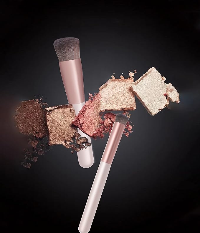 Foundation & Concealer Brush - Kabuki & Contour Makeup Brush - Portable, Wipes Foundation, Blush, Highlighter & Eye Shadow