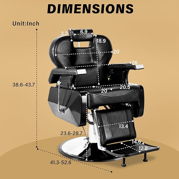 Barber Chair Salon Chairs for Hair Stylist Heavy Duty Hydraulic Reclining for Salon Barbershop Hair Stylist Professional