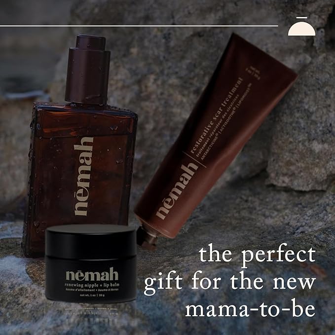New Mama Postpartum Kit - Nourishing Belly Oil, Restorative Scar Treatment and Renewing Nipple + Lip Balm, Stretch Mark Oil, Natural Scar Cream, Nourishing and Soothing Nipple Cream Balm