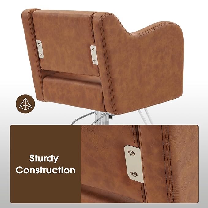 BarberPub Classic Salon Chair for Hair Stylist,Hydraulic Barber Styling Chair,Beauty Salon Spa Equipment 3802 (Brown)