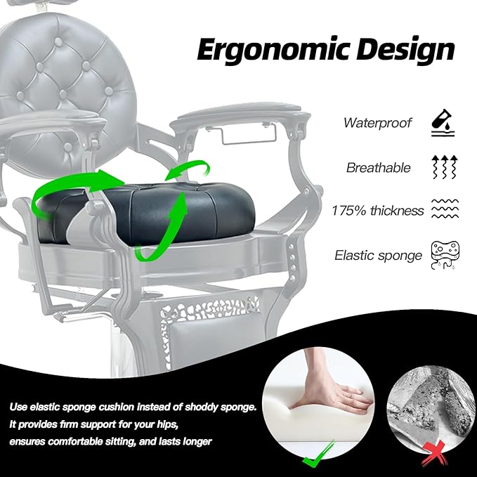 Antlu Barber Chair Salon Chair Hair Stylist, Vintage Heavy Duty 700lbs Hair Styling Chairs for Tattoo Barbershop Beauty Massage Tattoo (Black)