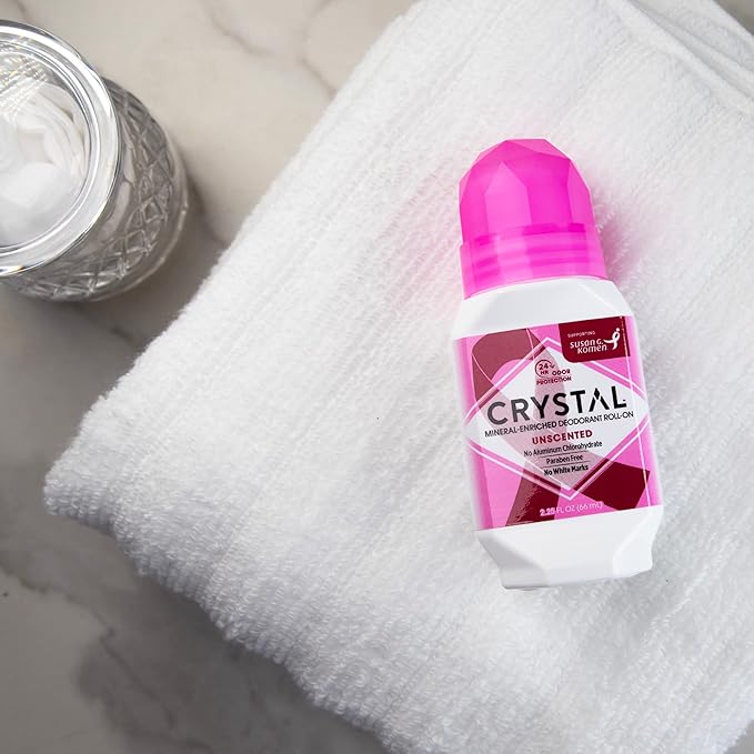 CRYSTAL BODY DEODORANT Roll-On - Unscented Susan G Komen (2.25 fl oz) - 3 Pack - Packaging May Vary