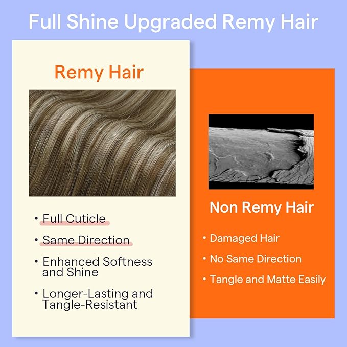 Full Shine 18 Inch Clip in Extensions Remy Human Hair Clip in Hair Extensions Chestnut Brown Balayage to Brown With Platinum Blonde Real Hair Clip ins Double Weft 7 Pcs 120 G