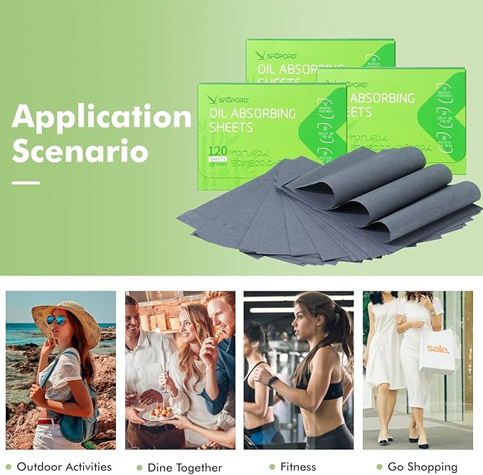 Oil Absorbing Sheets with Bamboo Charcoal - 2 Oily Skin