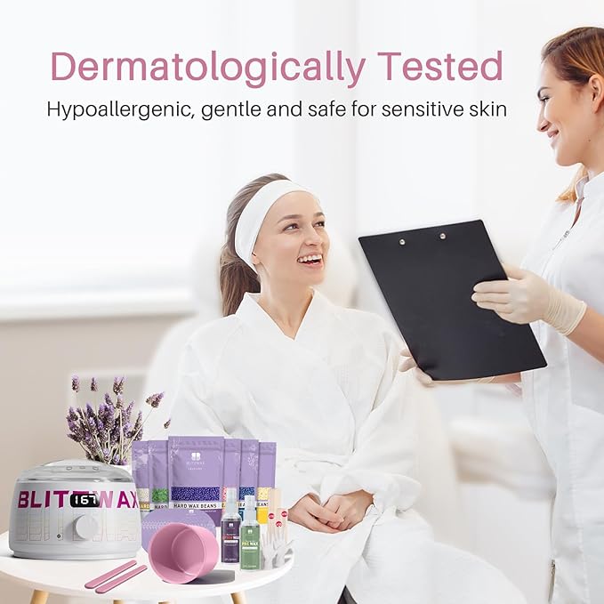 BLITZWAX Brazilian and Bikini Waxing Kit for Women, Hard Wax Warmer for Face, Legs, and Body, At Home Hair Removal Kit, Beginner Friendly, Quick Heating, Frost Reverb Digital Wax Pot