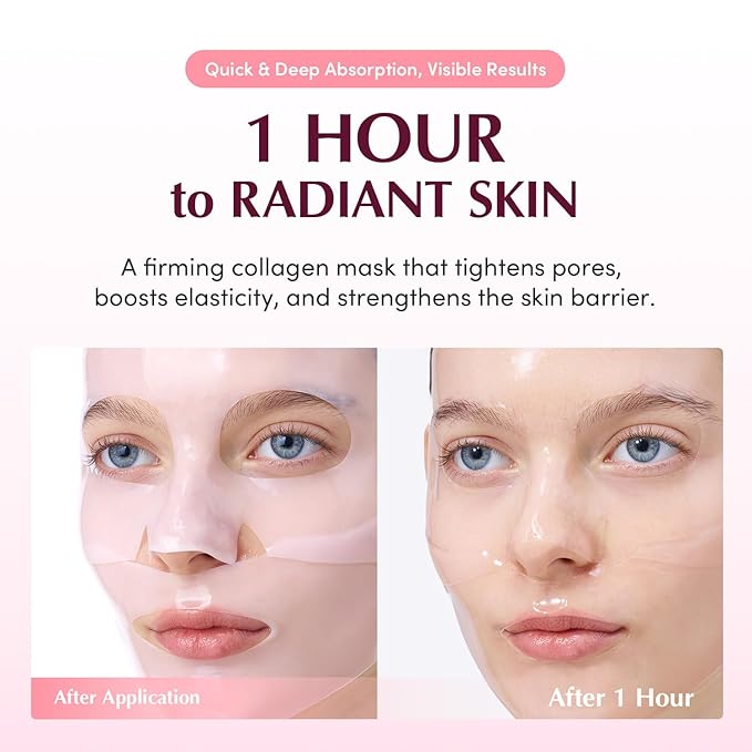 EQQUALBERRY Collagen Pore-Tight Up Mask - PDRN & Low Molecular Collagen for Pore Minimizing and Firming | Korean Collagen Face Mask for Glass Skin, 4 Sheets, 1.01 OZ.