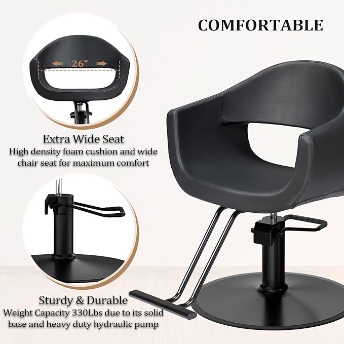 OmySalon Barber Chairs for Barbershop Styling Chair, Salon Chair for Hair Stylist, Heavy Duty Hydraulic Pump, 360°Swivel with Footrest, Hairdressing Home Beauty Spa Equipment