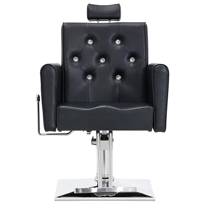 BarberPub Classic Hydraulic Recliner Barber Chair Antique Hair Spa Salon Styling Beauty Equipment 3123 (Black)