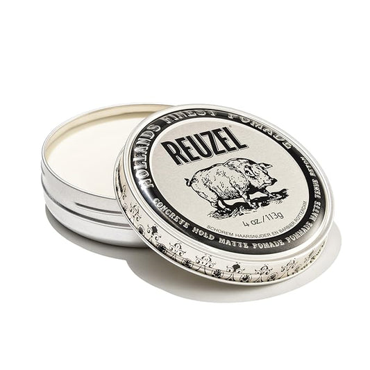 REUZEL Concrete Matte Pomade, Strong All Day Hold, Water Soluble Styling, Matte Finish and Flake Free, Easy To Wash Out, For All Hair Types, 4 oz