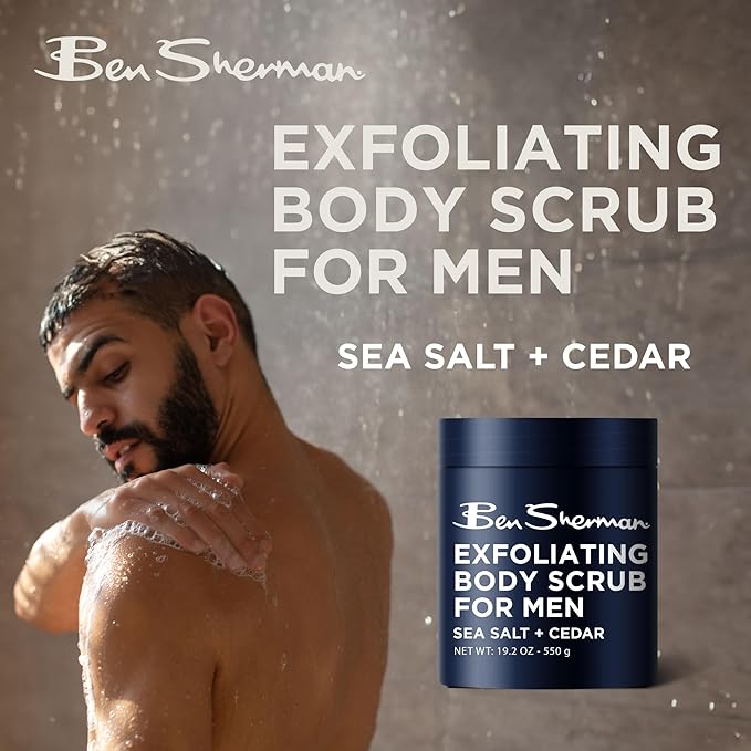 Ben Sherman Exfoliating Body Scrub For Men with Shea Butter Vitamin A and C, Moisturizing Hydrating Body Scrub for Healthy Skin