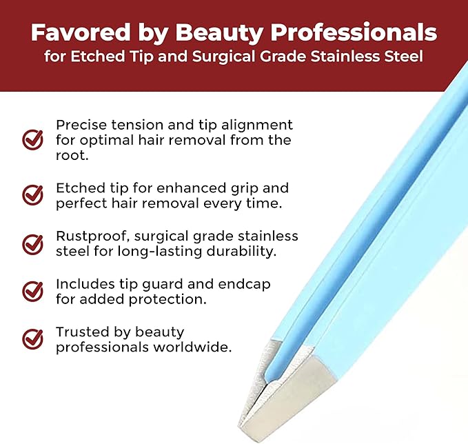 Venus by Regine Slant Tweezers - Handmade Precision Tool for Women & Men, 25-Degree Angle for Shaping Eyebrows & Grooming Facial Contours, Suitable for Eyebrow & Facial Hair Removal (Bright Blue)