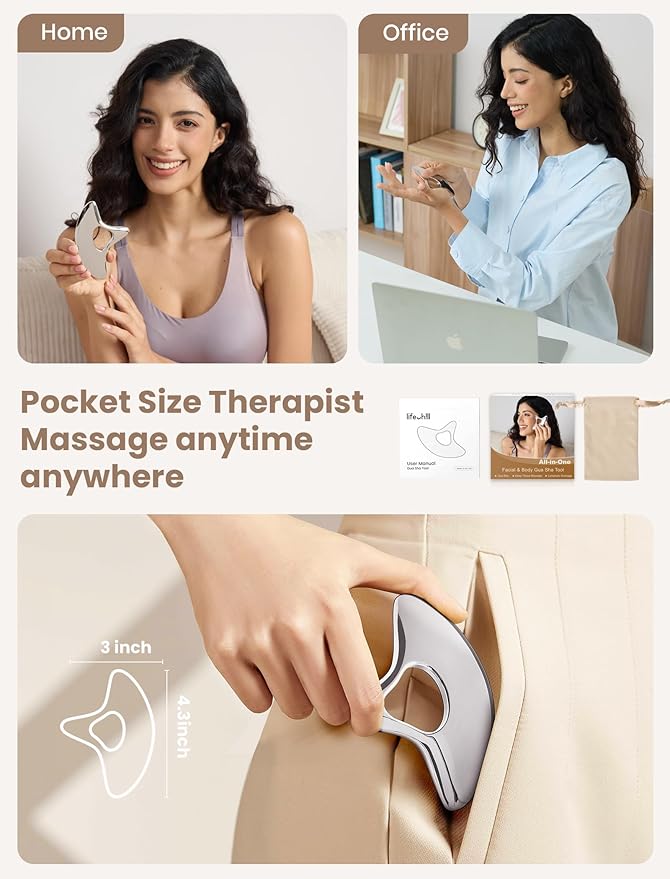 lifechill Heavy-Duty Stainless Steel Gua Sha, Muscle Scraper Tool, Lymphatic Drainage Massager for Self Care, Metal GuaSha Tool for Full Body, Trigger Point Massage Tools for Pain Relief
