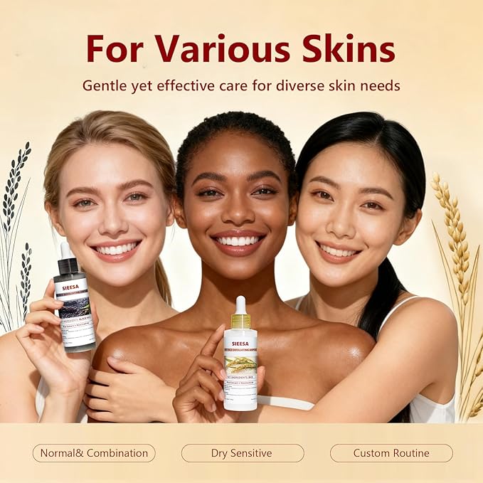 Rice Peel Shot,Peel Shot Glow Rice Ampoule Duo, White&Black Rice Exfoliant,Removes Dead Skin and Blackheads,Niacinamide Controls Oil Salicylic Acid Gentle Pore Clean, For Various SkinS(5.4 fl oz)