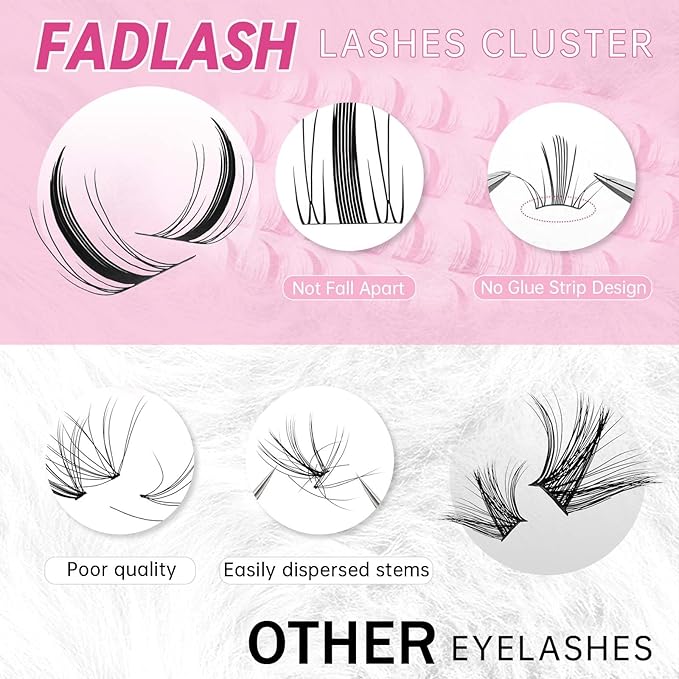 FADLASH 3D Printing Lash Clusters - Wispy Fluffy Eyelash With Natural Curl, Comfortable and Lightweight - DIY Reusable Cluster Eyelash Extensions at Home Mix 10-16mm