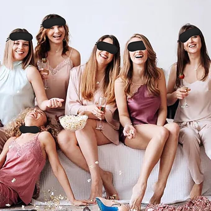 20 PCS Black Eye Mask Sleepover Party Supplies Slumber Party Favors for Girls Pajama Party Decorations Sleep Soft Shade Blindfold Eye Covering Color The Bulk Game Stuff with 8 PCS Fabric Pens