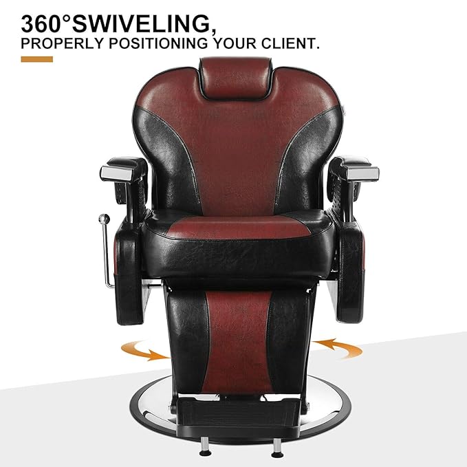 Artist hand Barber Chair Hydraulic Reclining Barber Chairs Heavy Duty Salon Chair for Hair Stylist Tattoo Chair Salon Equipment (Red,Black)