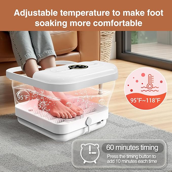 ZhanHao Pedicure Foot Spa, Foot Spa Bath Massager with Heat, Collapsible Bath Soak Tub, Portable for Any Casual Scene to Help You Relax, Mothers Day Fathers Gifts, Gifts for Women Men