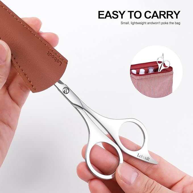 Professional beard scissors, 4.9-inch (silver) small pointed stainless steel hairdressing scissors, Moustache Trimming，suitable for personal care and beauty of both men and women