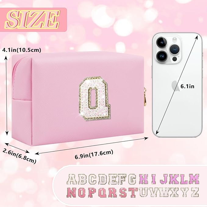 Personalized initial letter makeup bag,