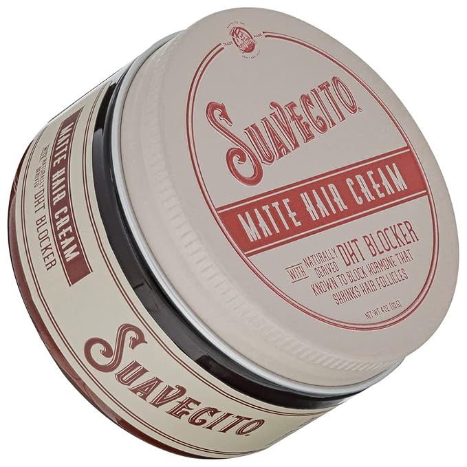 Suavecito Pomade Matte Hair Cream With DHT Blocker For Hair Regrowth - Low Shine Light Hold For Styling Thinning Hair To Look Thick & Full With Volume