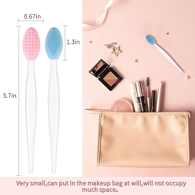 50 Pcs Lip Scrub Brush,Lip Scrubber Exfoliator,Double-Sided Silicone Lip Brush Tool for Men Women Lip Lightening, Lip Exfoliator Scrubber Tool for Dark Lips